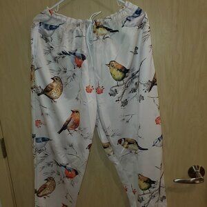 Drawstring Jogger Pants with Bird design